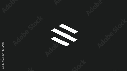 Modern white abstract S shape logo on dark background. Minimalist geometric design for tech, business branding, or corporate identity. Clean symbol concept.