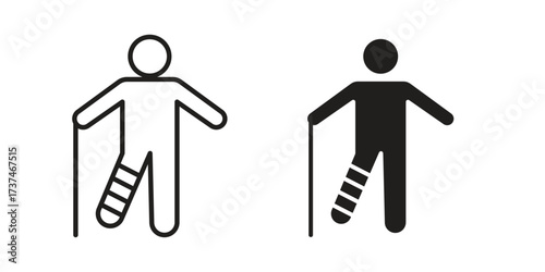 Man with broken leg icon vector sign symbol