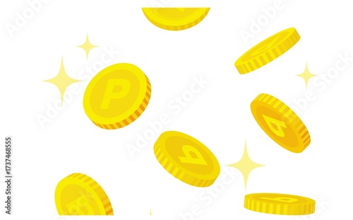 Wallpaper Mural 金色のピカピカ輝くコインのイラスト素材 Torontodigital.ca