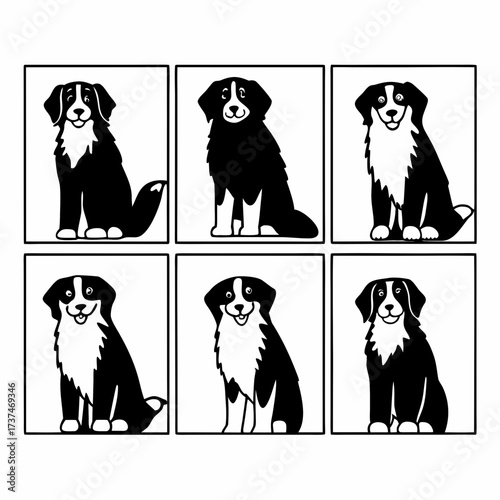 Collection of bernese mountain dog icons in various styles, , vector art