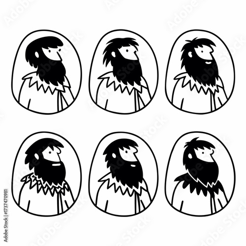 Six bearded men in ovals, a creative and versatile design for diverse applications