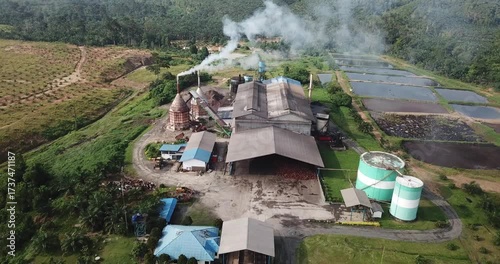 aerial photo of a palm oil mill
