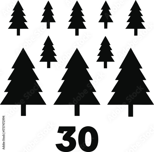 Thirty scots pine tree icons bundle vector graphic for scalable illustrations eps format