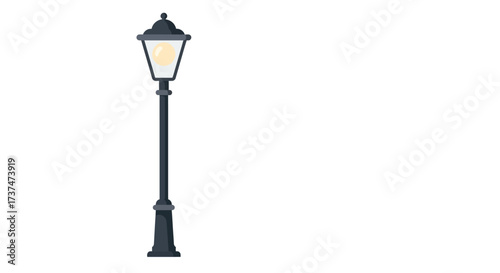 Isolated Streetlight with Glowing Bulb Illustration.