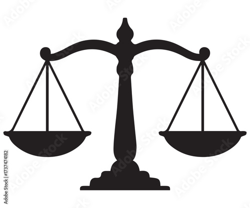 Black Silhouette of a Scale of Justice with a Circular Top Element