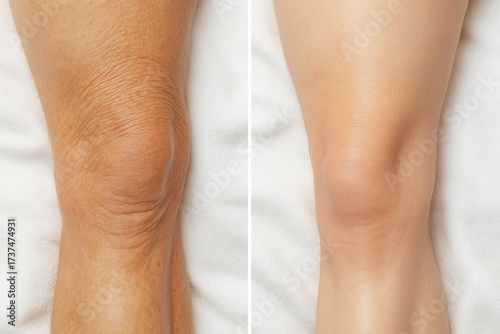 Comparison of mature and young adult knees highlighting aging effects