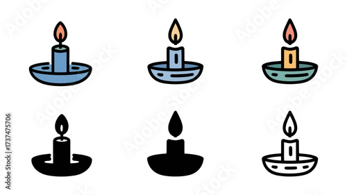 Vector art of collection of six different candle icons