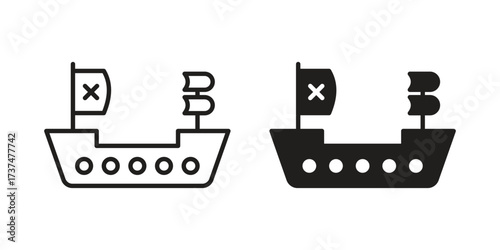 Pirate ship icon vector sign symbol