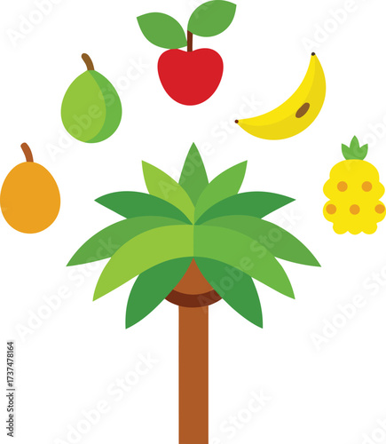 Collection of 30 tropical fruit tree icons vector bundle scalable eps format