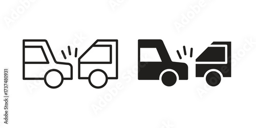 Rear end collision icon vector sign symbol