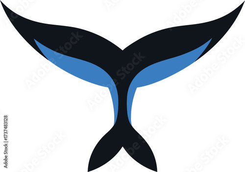 Vector illustration of stylized blue and black whale tails pattern scalable eps graphic