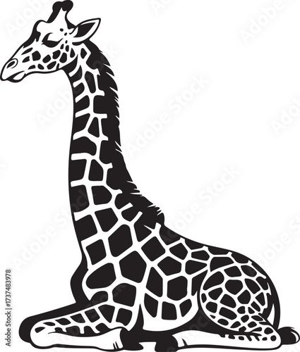Resting Giraffe Elegant Artwork