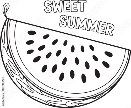 Watermelon Slice with Sweet Summer Lettering – Fun Seasonal Fruit Illustration