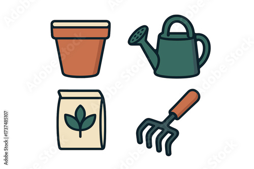 Gardening tools and supplies for planting at home during spring season