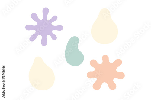 Abstract colorful shapes in soft pastel tones against a plain background