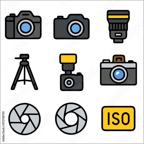 Flat Icon Set, Photography, Camera Gear & Content Creator Tools