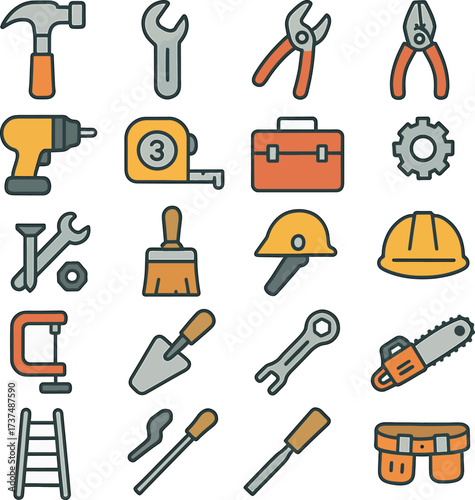 Tools and Equipment Illustration for Repair and Construction