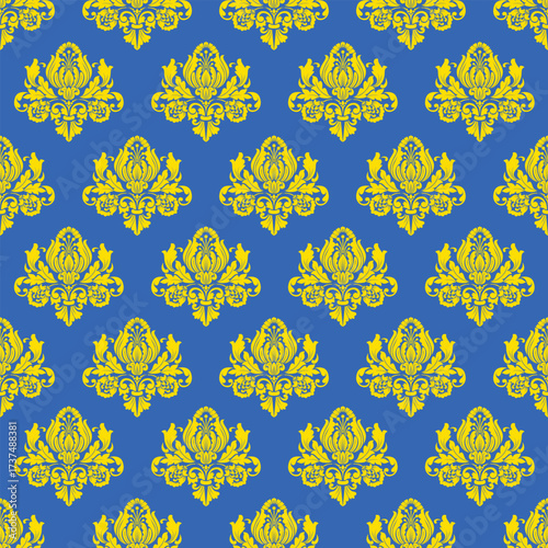 Deep blue backdrop accented by vivid yellow elements in a precise, orderly arrangement, delivering a sense of luxury and energy through bold color contrast.