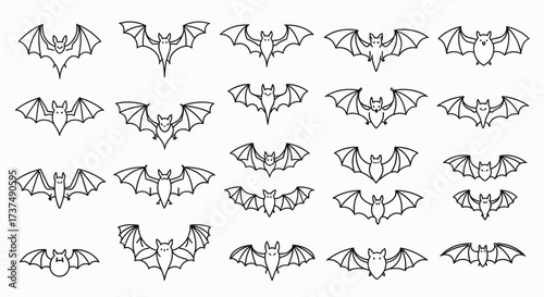 A Collection of Vector Bat Silhouettes A Spooky Assortment for Halloween Decorations, Designs, and Projects