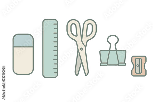 Craft tools organized on a light background for creative projects and school activities during the day