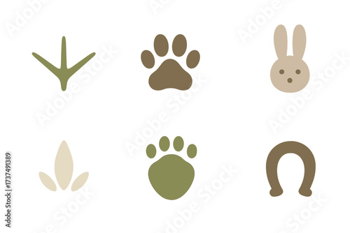 Symbols of nature and wildlife capture the essence of animal tracks and footprints in a simple design