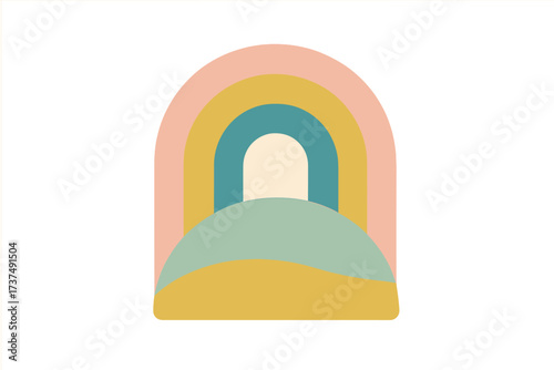 Colorful abstract rainbow design with soft shapes and pastel colors on a white background for decoration or inspiration