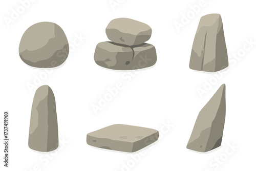 Variety of stone shapes displayed in a simple arrangement suitable for design purposes