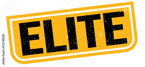 Foto ELITE text written on yellow-black stamp sign.