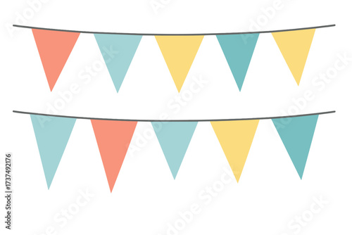 Colorful bunting decor enhances a festive atmosphere for outdoor gatherings and celebrations