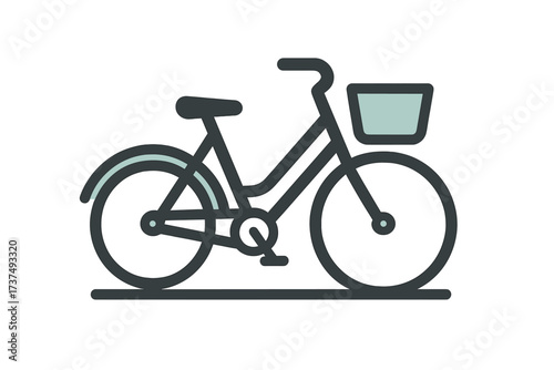 Classic city bicycle with front basket for urban commuting and leisure rides