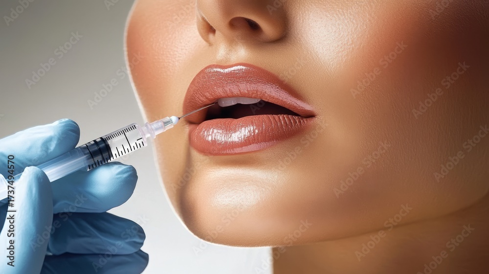 Obraz premium Lip Augmentation Procedure for Enhanced Beauty Transforming Facial Features and Profile Aesthetics