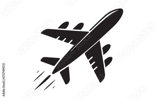 Black silhouette of an airplane taking off aircraft