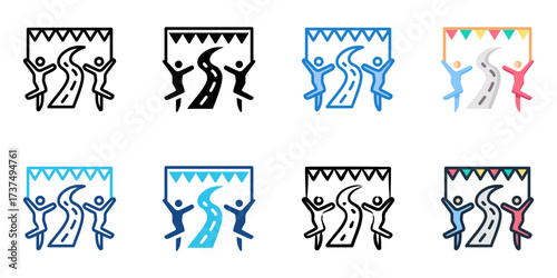 Street parties icon set multiple style collection 
