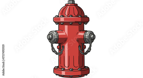 Cartoon Illustration of a Classic Red Fire Hydrant.