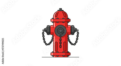 Cartoon Red Fire Hydrant with Black Chains Illustration.