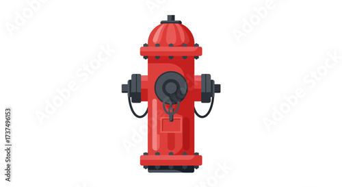 Isolated Red Fire Hydrant with Black Accents Illustration.