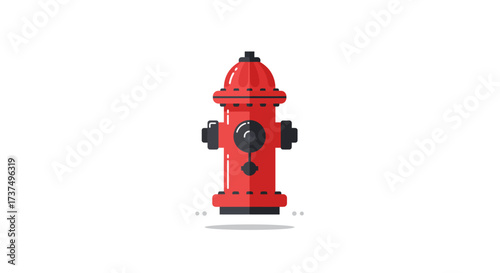 Isolated Red Fire Hydrant Illustration with Black Accents.
