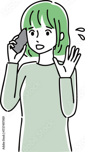 スマホを使っている若い女性のイラスト