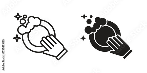Washing dishes icon vector sign symbol