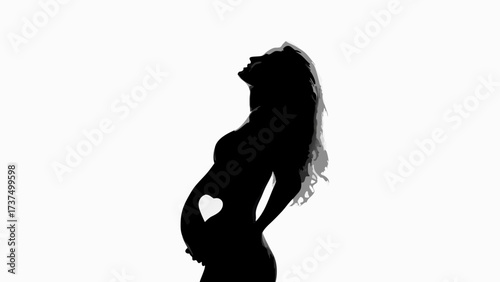 Serene pregnant woman silhouette exudes maternal love and anticipation for new life, vector design