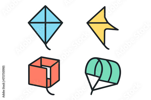 Colorful kites with various shapes flying in the clear sky during a sunny day at the park