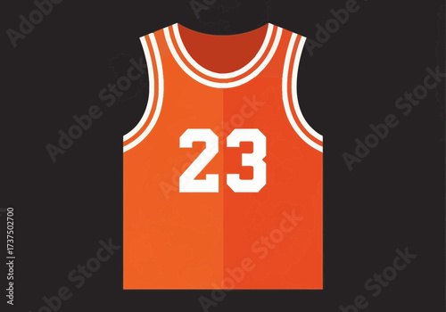 Orange Basketball Jersey with Number 23 on a Dark Background, Sports Apparel