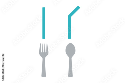 Reusable straws and metal cutlery set for sustainable dining, promoting an eco-friendly and plastic-free lifestyle