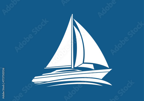 Classic White Sailboat on Blue Background Symbolizing Freedom and Adventure