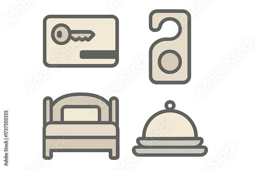 Hotel amenities and services icons illustrating key features for a comfortable stay