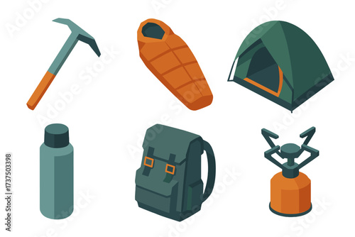 Camping gear collection for outdoor adventures including tools and essentials for hikers and campers