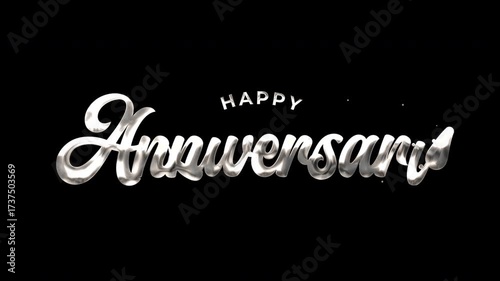 Vibrant, eye-catching 'Happy Anniversary' lettering animation, featuring an alpha channel. Ideal for high-impact advertisements and marketing campaigns.
