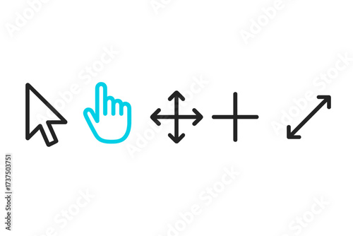 Different types of cursor icons used in digital interfaces for navigation and interaction