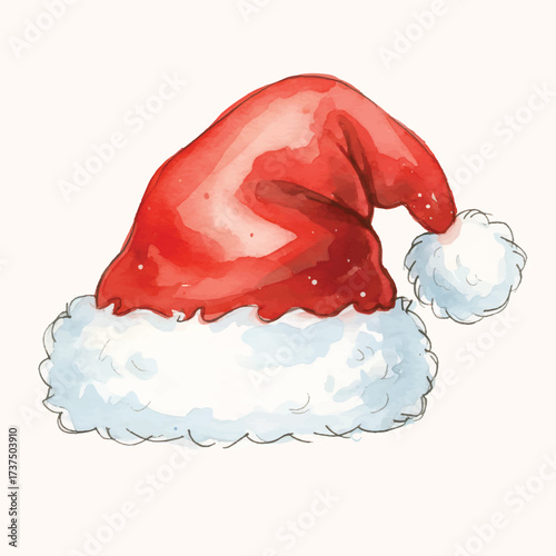 watercolor santa claus hat christmas illustration