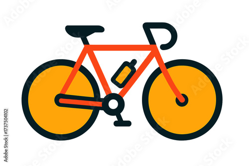 Bright orange bicycle with large wheels and a water bottle for cycling enthusiasts